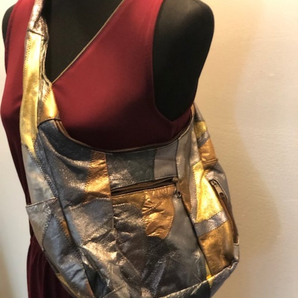 Vintage Metallic Patchwork Purse - image 2